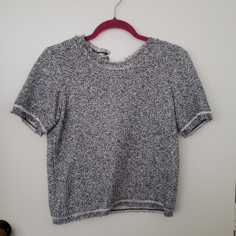 Ann Taylor Short Sleeve Tweed Petite Sweater
